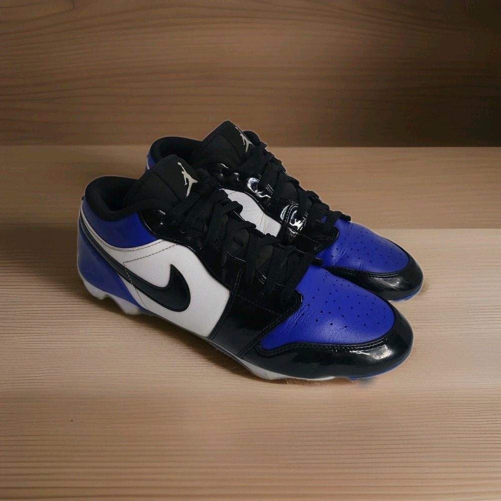 Nike Air Jordan 1 Low TD Football Cleats Royal Black White FJ6245-401 Men's 12